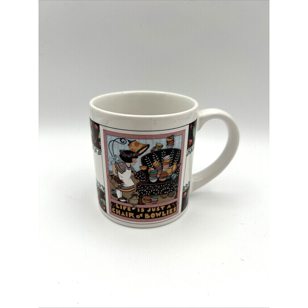 Vtg Mary Engelbreit Coffee Cup Mug "Life is Just a Chair of Bowlies" 1992